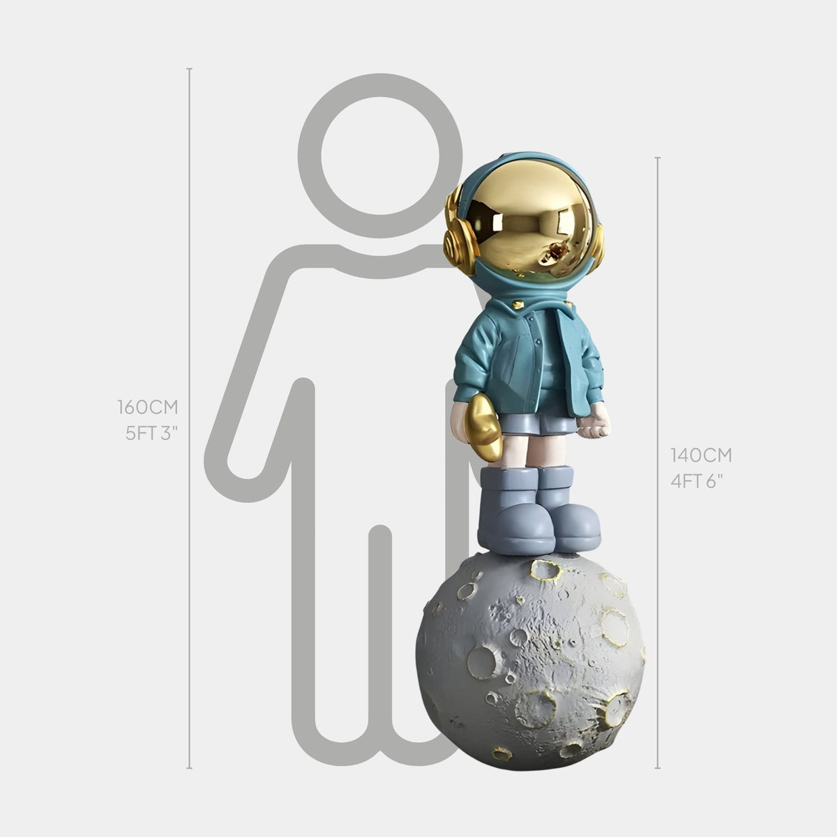 Large Galactic Blue Astronaut Beats On Moon Sculpture - 140cm - Atelier Home™