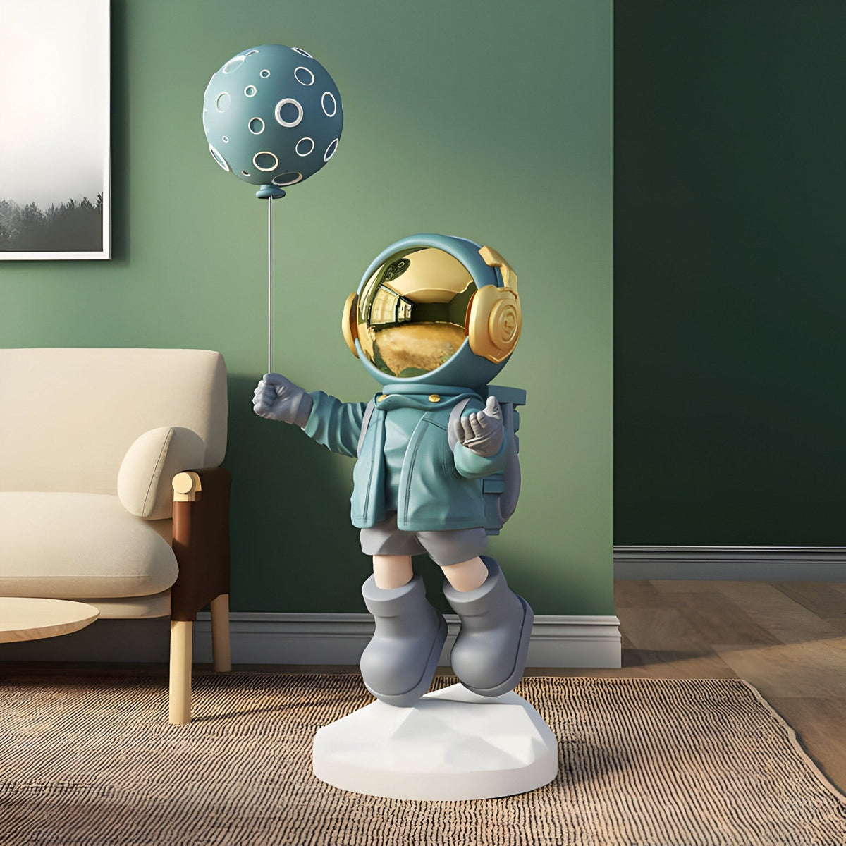 Medium Galactic Blue Astronaut Moon Balloon Sculpture - 110cm - Atelier Home™