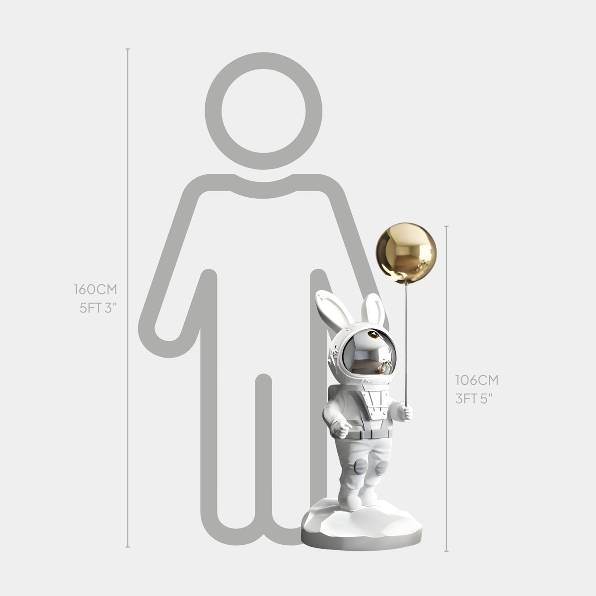 Medium White Astronaut Floppy Bunny Balloon Sculpture - 106cm - Atelier Home™
