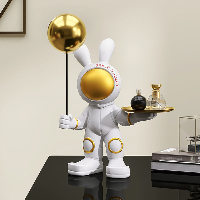 Creative Ornaments Space Rabbit Figurine Home Decor Desk Astronaut Animal Statue Nordic Room Accessories Key Snack Storage Box Atelier Home™