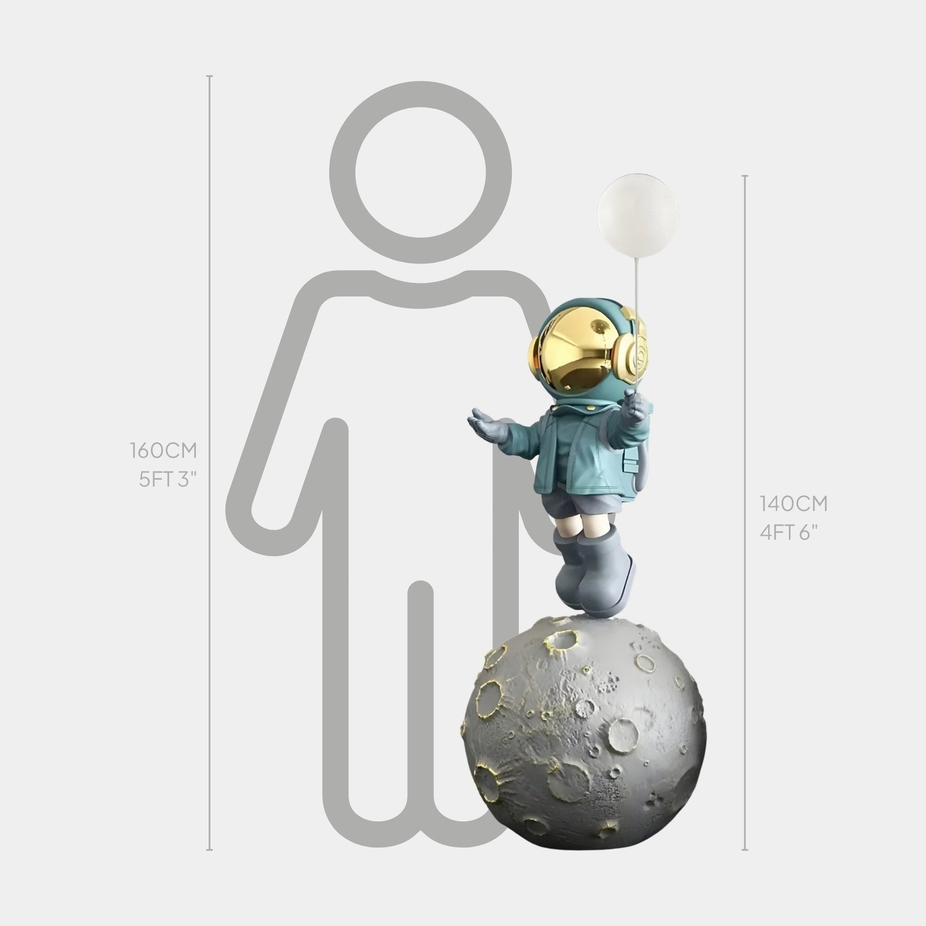 Large Galactic Blue Astronaut Glow Balloon Moonwalk Sculpture - 140cm - Atelier Home™