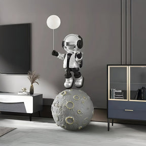 Large Lunar Silver Astronaut Glow Balloon Moonwalk Sculpture - 140cm - Atelier Home™