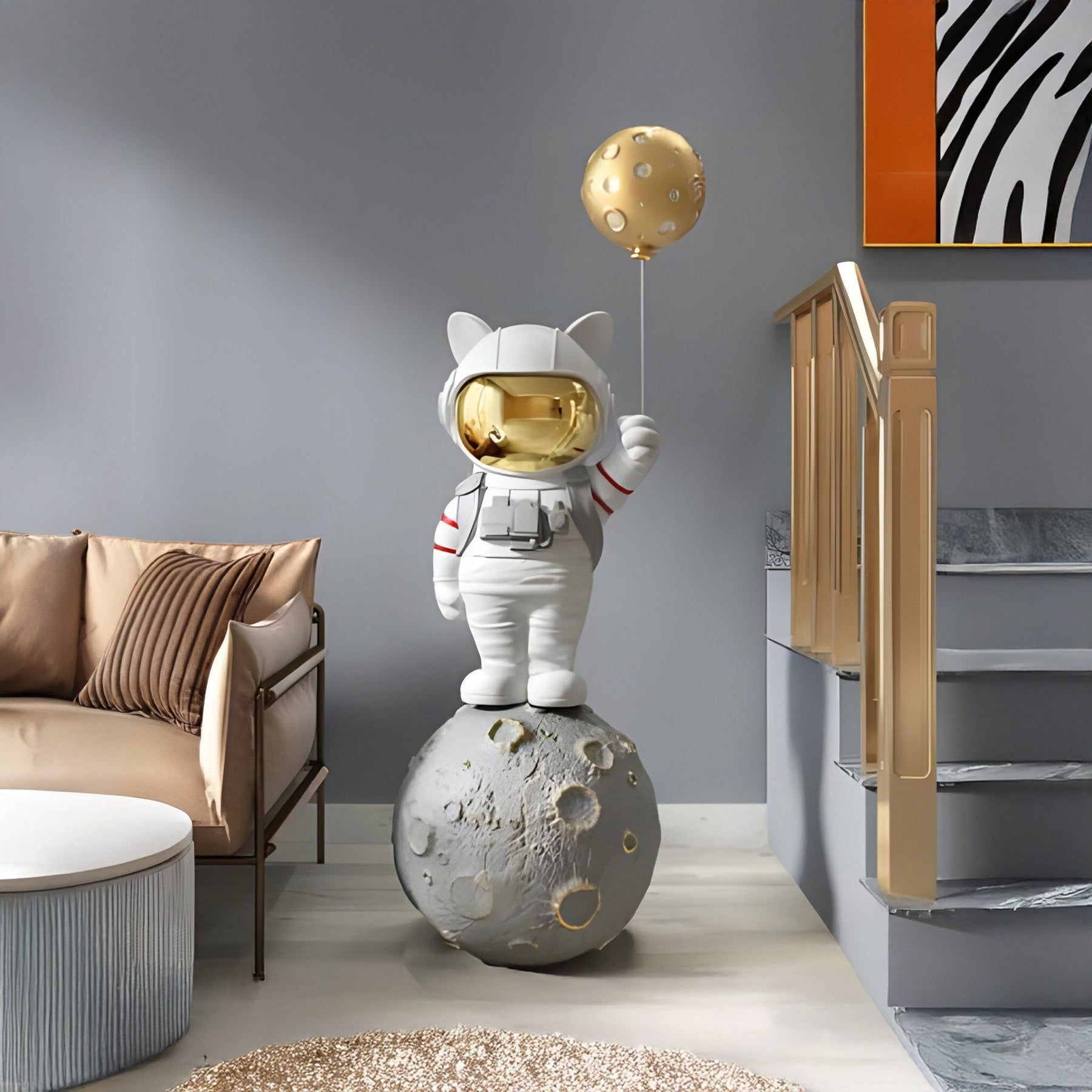 Large Nova White Astronaut Kitty Moon Balloon Sculpture - 150cm - Atelier Home™