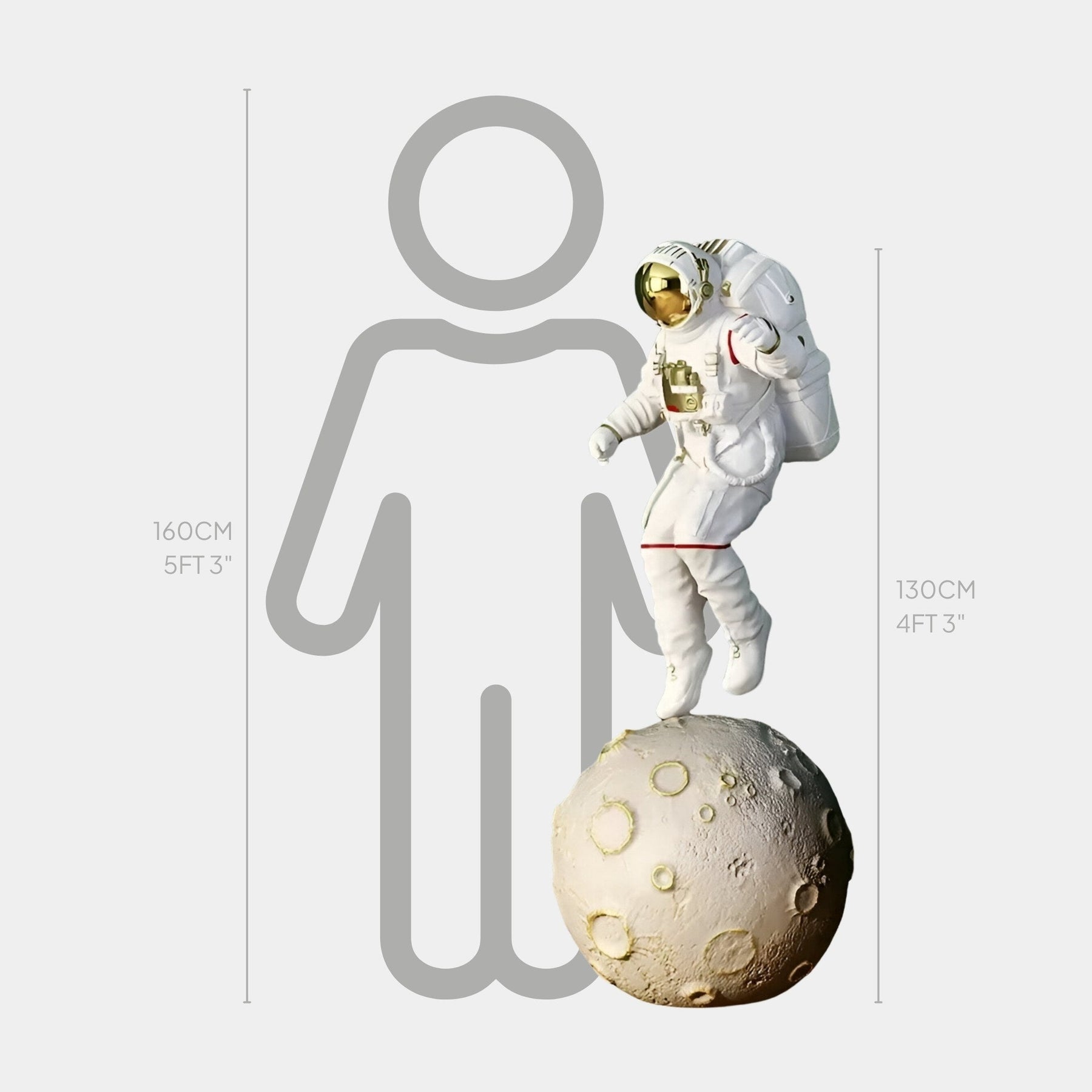 Large White Space Astronaut Moon Explorer Sculpture - 130cm - Atelier Home™
