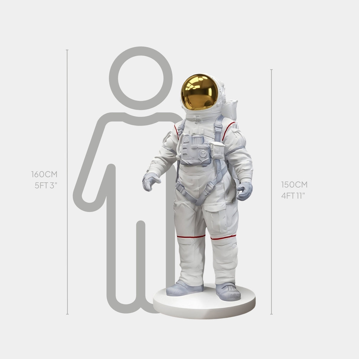 Large White Space Astronaut Standing Sculpture - 150cm - Atelier Home™