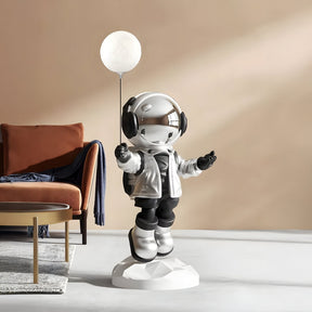 Medium Lunar Silver Astronaut Glow Balloon Sculpture - 110cm - Atelier Home™