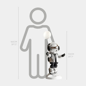 Medium Lunar Silver Astronaut Glow Balloon Sculpture - 110cm - Atelier Home™